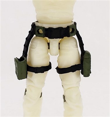 Belt with Drop Down Leg Holster: GREEN & Black Version - 1:18 Scale Modular MTF Accessory for 3-3/4" Action Figures