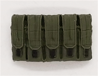 Ammo Pouch: 5 Pocket Magazine Pouch GREEN & Black Version - 1:18 Scale Modular MTF Accessory for 3-3/4" Action Figures