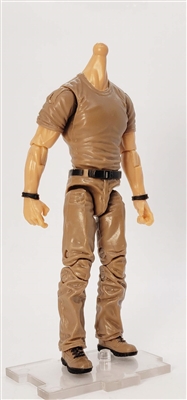 MTF Male Body WITHOUT Head - BROWN SHIRT & BROWN PANTS  "Contract-Ops" Light Skin Version - 1:18 Scale Marauder Task Force Action Figure