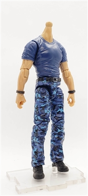 "Contract-Ops" BLUE T-Shirt & BLUE CAMO Pants LIGHT Skin tone MTF Male Body WITHOUT Head - 1:18 Scale Marauder Task Force Action Figure