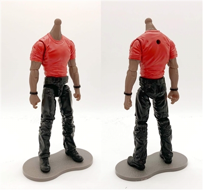 "Contract-Ops" RED T-Shirt & BLACK Pants DARK Skin tone MTF Male Body WITHOUT Head - 1:18 Scale Marauder Task Force Action Figure
