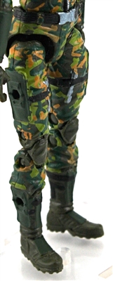 Female Legs WITH Waist: DARK GREEN CAMO Legs  - Right AND Left Legs WITH Waist - 1:18 Scale MTF Valkyries Accessory for 3-3/4" Action Figures
