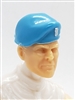 Headgear: Beret LIGHT BLUE with WHITE Trim Version - 1:18 Scale Modular MTF Accessory for 3-3/4" Action Figures