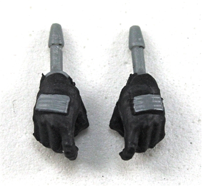Female Hands: Black Gloves with Gray Pads - Right AND Left (Pair) - 1:18 Scale MTF Valkyries Accessory for 3-3/4" Action Figures