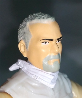 Male Head: "Trooper" Light Skin Tone with GRAY GOATEE - 1:18 Scale MTF Accessory for 3-3/4" Action Figures