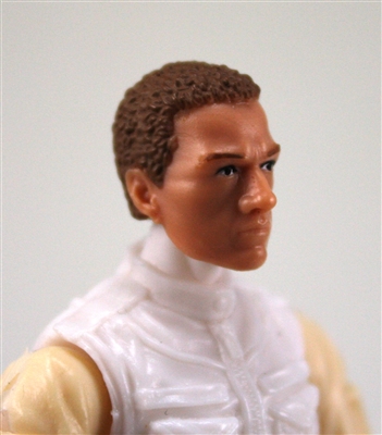 Male Head: "Vanguard" Light Skin Tone with Brown Hair - 1:18 Scale MTF Accessory for 3-3/4" Action Figures