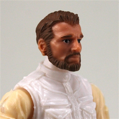 Male Head: "Ranger" Light Skin Tone with BROWN BEARD - 1:18 Scale MTF Accessory for 3-3/4" Action Figures