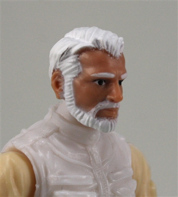 Male Head: "Ranger" Light Skin Tone with WHITE BEARD - 1:18 Scale MTF Accessory for 3-3/4" Action Figures