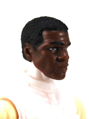 Male Head: "Sentinel" Dark Skin Tone with Black Hair - 1:18 Scale MTF Accessory for 3-3/4" Action Figures