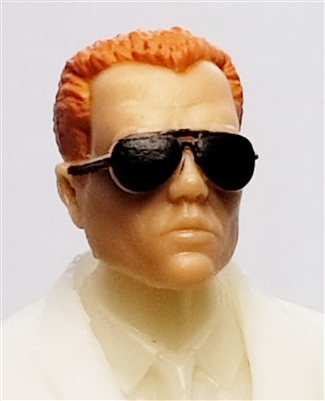 Male Head: "Miles" Light Skin Tone with Aviator Sunglasses & Red Hair - 1:18 Scale MTF Accessory for 3-3/4" Action Figures