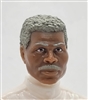 Male Head: "PJ" DARK Skin Tone with GRAY Hair & Mustache - 1:18 Scale MTF Accessory for 3-3/4" Action Figures