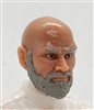 Male Head: "RUSSELL" TAN Skin Tone with Bald Head & GRAY BEARD - 1:18 Scale MTF Accessory for 3-3/4" Action Figures