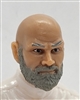 Male Head: "RUSSELL" Light-Tan (Asian) Skin Tone with Bald Head & GRAY BEARD - 1:18 Scale MTF Accessory for 3-3/4" Action Figures
