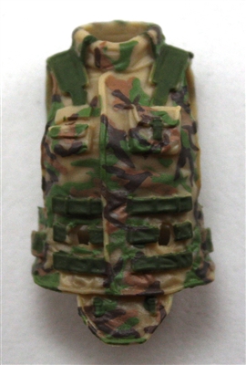 Female Vest: High Collar Type Tan/Green/Brown Camo Version - 1:18 Scale Modular MTF Valkyries Accessory for 3-3/4" Action Figures