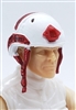 Headgear: Half-Shell Helmet WHITE with RED Version - 1:18 Scale Modular MTF Accessory for 3-3/4" Action Figures