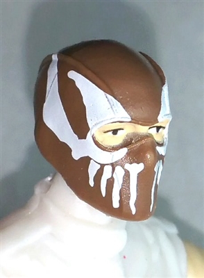 Male Head: Balaclava BROWN Mask with White "FANG" Deco - 1:18 Scale MTF Accessory for 3-3/4" Action Figures