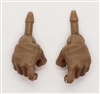 Male Hands: BROWN Full Gloves Right AND Left (Pair) - 1:18 Scale MTF Accessory for 3-3/4" Action Figures