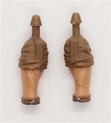 Male Forearms: Bare with BROWN Rolled Up Sleeves Light Skin Tone - Right AND Left (Pair) - 1:18 Scale MTF Accessory for 3-3/4" Action Figures