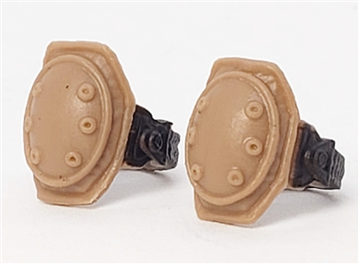 Knee Pads with Strap BROWN & Black Version (PAIR) - 1:18 Scale Modular MTF Accessory for 3-3/4" Action Figures