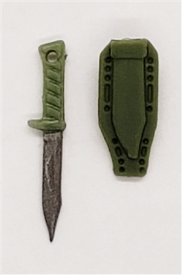 Fighting Knife & Sheath: Large Size LIGHT GREEN Version - 1:18 Scale Modular MTF Accessory for 3-3/4" Action Figures