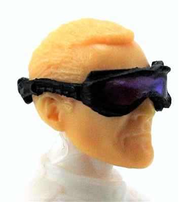 Headgear: Standard Goggles BLACK Version with PURPLE Tint Lenses   - 1:18 Scale Modular MTF Accessory for 3-3/4" Action Figures