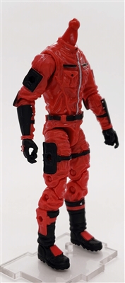 MTF Male Trooper Body WITHOUT Head RED with Black "Command-Ops" CLOTH Legs (No Leg Armor) - 1:18 Scale Marauder Task Force Action Figure