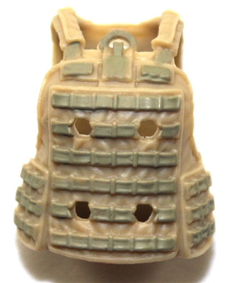 Female Vest: Utility Type Tan & Tan Version - 1:18 Scale Modular MTF Valkyries Accessory for 3-3/4" Action Figures