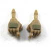 Male Hands: Tan Gloves with Tan Pad - Right AND Left (Pair) - 1:18 Scale MTF Accessory for 3-3/4" Action Figures