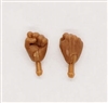 Male Hands: Fists "Clenched" Hands with Tan Skin Tone - Right AND Left (Pair) - 1:18 Scale MTF Accessory for 3-3/4" Action Figures