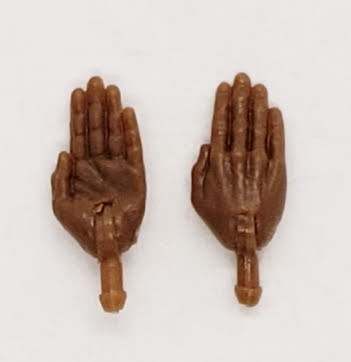 Male Hands: Saluting "Karate" Hands with Dark Skin Tone - Right AND Left (Pair) - 1:18 Scale MTF Accessory for 3-3/4" Action Figures