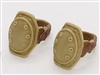 Knee Pads with Strap TAN & BROWN Version (PAIR) - 1:18 Scale Modular MTF Accessory for 3-3/4" Action Figures