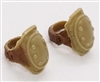 Elbow Pads with Strap TAN & Brown Version (PAIR) - 1:18 Scale Modular MTF Accessory for 3-3/4" Action Figures