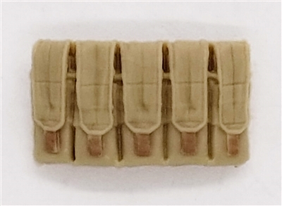 Ammo Pouch: 5 Pocket Magazine Pouch TAN Version - 1:18 Scale Modular MTF Accessory for 3-3/4" Action Figures