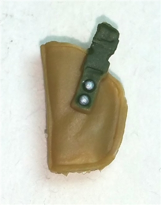 Pistol Holster: Small Left Handed DARK TAN & Green Version - 1:18 Scale Modular MTF Accessory for 3-3/4" Action Figures