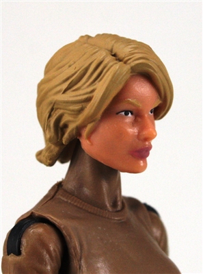 Female Head:  "Athena" Light Skin Tone with Light Brown Long Hair - 1:18 Scale MTF Valkyries Accessory for 3-3/4" Action Figures