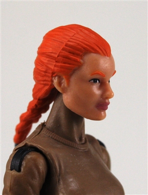 Female Head: "Athena"  Light Skin Tone with Red French Braid - 1:18 Scale MTF Valkyries Accessory for 3-3/4" Action Figures