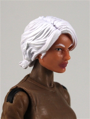 Female Head:  "Athena" Light Skin Tone with White Long Hair - 1:18 Scale MTF Valkyries Accessory for 3-3/4" Action Figures
