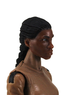 Female Head: "Oshun" Dark Skin Tone with Black French Braid - 1:18 Scale MTF Valkyries Accessory for 3-3/4" Action Figures