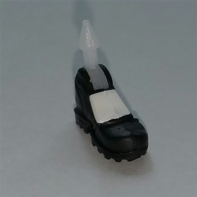 Male Footwear: Left Black Boot with White Armor - 1:18 Scale MTF Accessory for 3-3/4" Action Figures