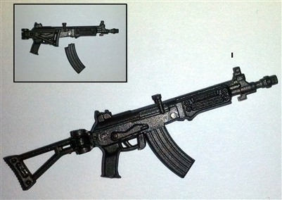 GALIL Assault Rifle with WORKING Stock GUN-METAL Version - 1:18 Scale Weapon for 3-3/4 Inch Action Figures