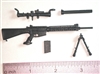 SOPMOD AR Sniper Rifle with Scope, Bipod, Suppressor & Ammo Mag BLACK Version - "Modular" 1:12 Scale Weapon for 6 Inch Action Figures