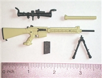 SOPMOD AR Sniper Rifle with Scope, Bipod, Suppressor & Ammo Mag TAN & BLACK Version - "Modular" 1:12 Scale Weapon for 6 Inch Action Figures