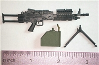 MK-46 SAW "COMPACT" Machine Gun with Ammo Case & Bipod Black Version - "Modular" 1:12 Scale Weapon for 6 Inch Action Figures