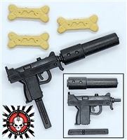 "GUN & GRUB" K9 Handler MAC10 Machine Gun & Dog Biscuits Upgrade Set -  1:12 Scale Gear for 6 Inch Action Figures