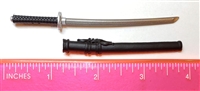 Samurai Long Katana Sword & Scabbard: BLACK with SILVER Version - 1:12 Scale MTF Weapon for 6" Action Figures