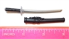 Samurai Short Wakizashi Sword & Scabbard: BLACK with SILVER Version - 1:12 Scale MTF Weapon for 6" Action Figures