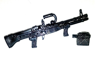 M60-E3 Heavy Machine Gun w/ Ammo Case BLACK Version - 1:18 Scale Weapon for 3 3/4 Inch Action Figures