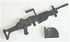 M249 SAW Squad Automatic Weapon w/ Ammo Case BLACK Version - 1:18 Scale Weapon for 3 3/4 Inch Action Figures