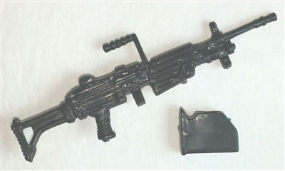 M249 SAW Squad Automatic Weapon w/ Ammo Case BLACK Version - 1:18 Scale Weapon for 3 3/4 Inch Action Figures