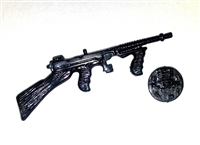 M1928a1 Sub-Machine Gun with Ammo Drum BLACK Version - 1:18 Scale Weapon for 3 3/4 Inch Action